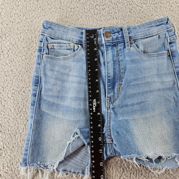 Hollister Shorts‎ Womens 25 Blue Ultra High Rise Distressed Cut Offs Frayed Hem - Picture 10 of 16